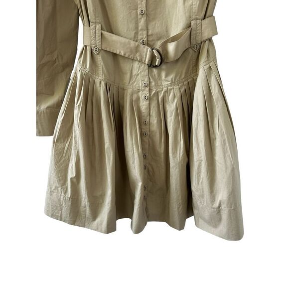 Ulla Johnson Button Front Vivienne Poplin Shirt Dress Khaki Women's Size 10 - Picture 6 of 8